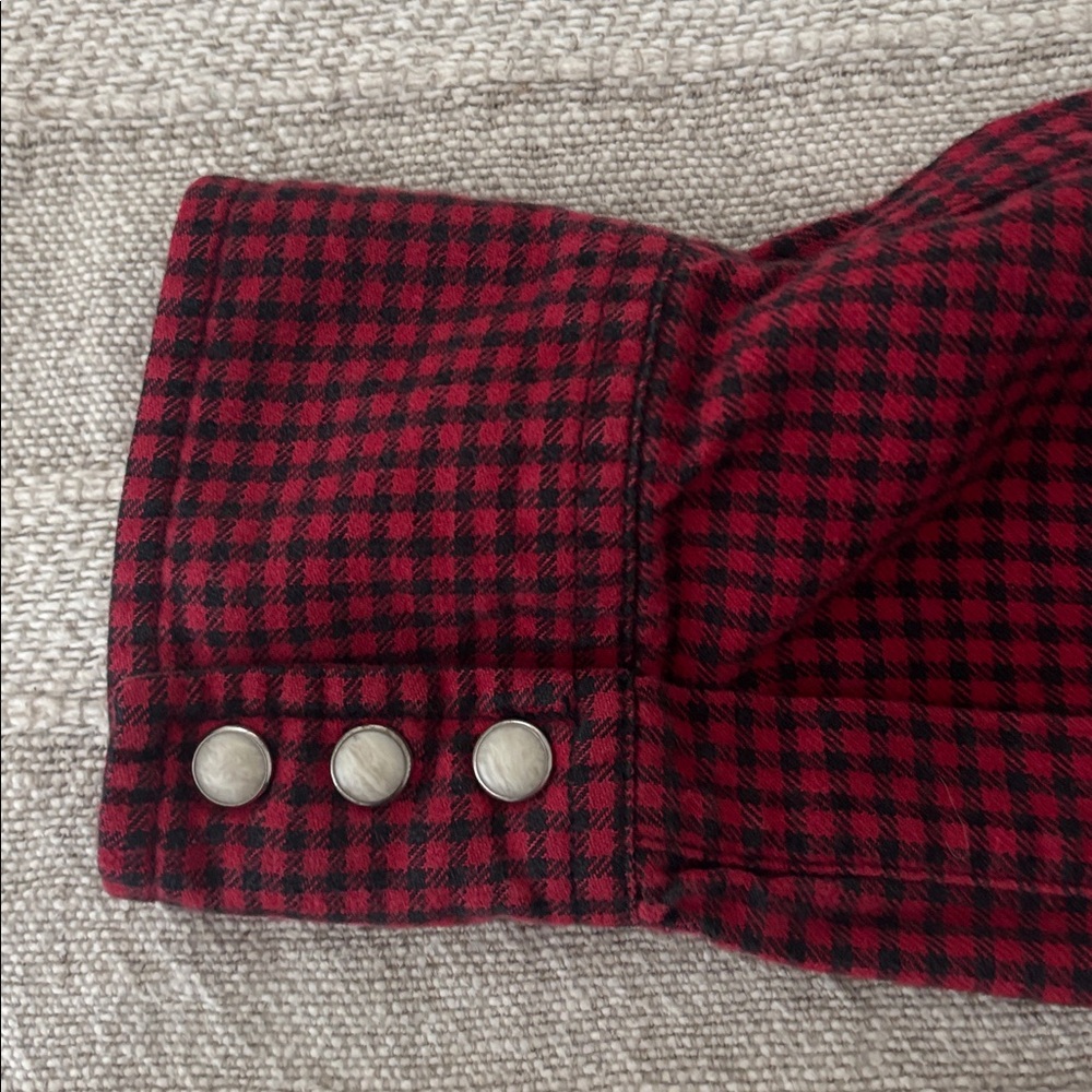 Lucky Brand Long Sleeve Red Black Plaid Flannel Button Down Shirt Size Large - Picture 6 of 8